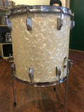 1960's Rogers Cleveland Holiday 16x16 White Marine Pearl Floor Tom Drum