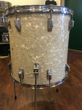 1960's Rogers Cleveland Holiday 16x16 White Marine Pearl Floor Tom Drum