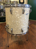 1960's Rogers Cleveland Holiday 16x16 White Marine Pearl Floor Tom Drum