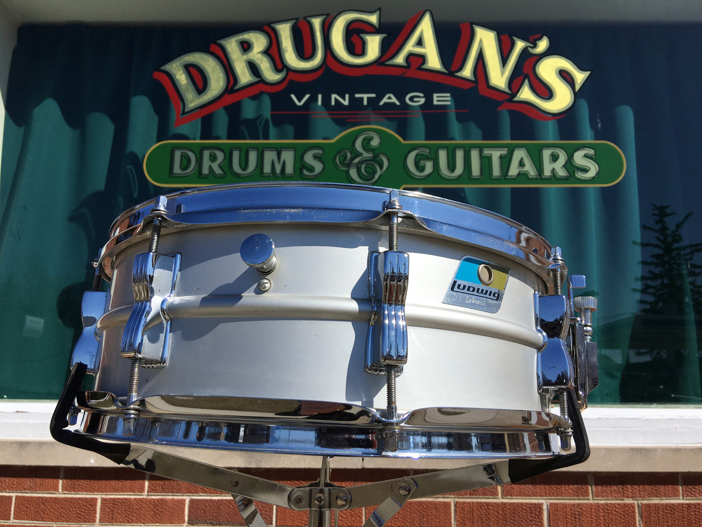 Ludwig 1977/78 Acrolite 5x14 Snare Drum Blue & Olive Badge