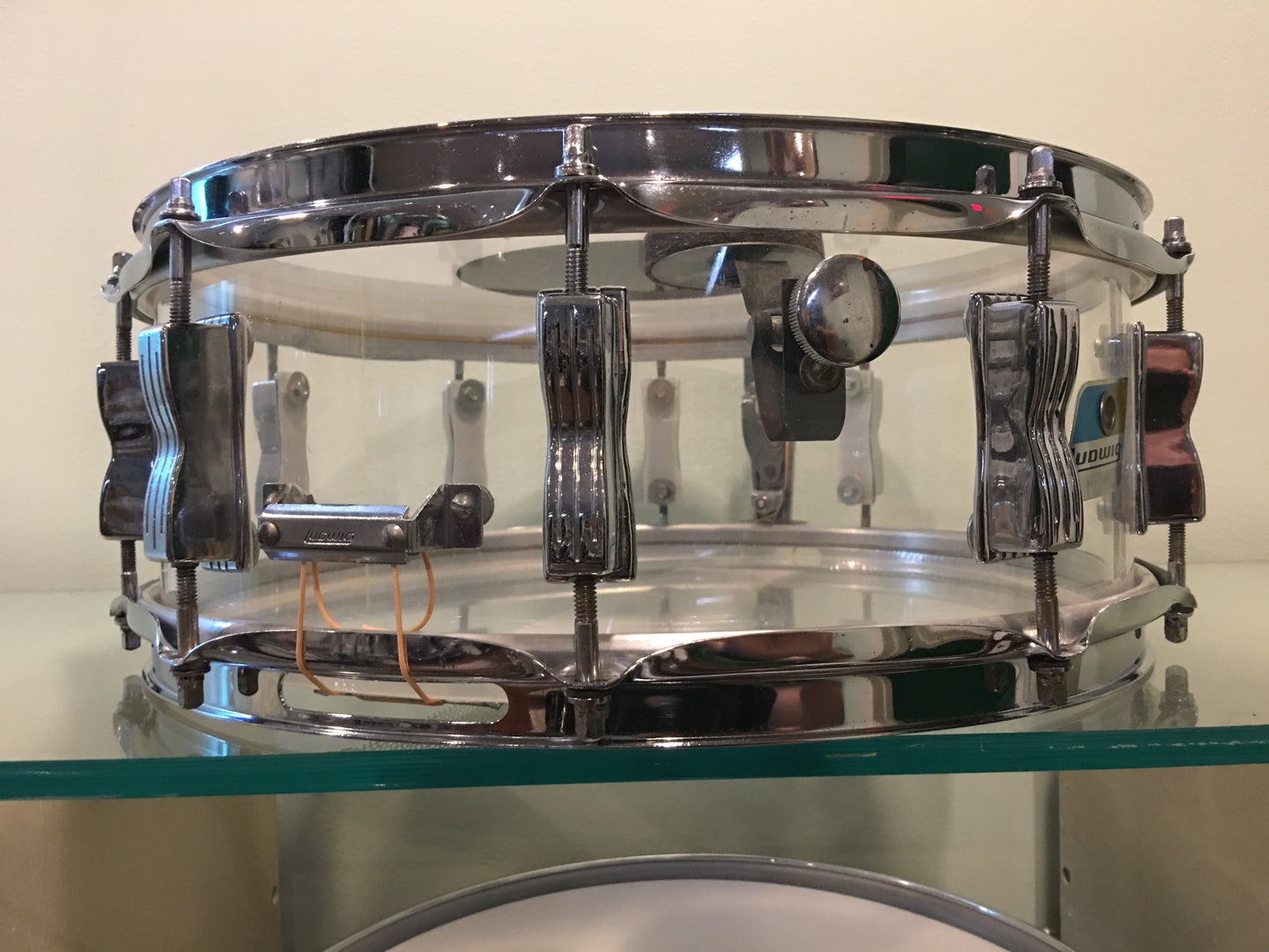 1970's Ludwig Clear 5x14 Vistalite 10 Lug Snare Drum