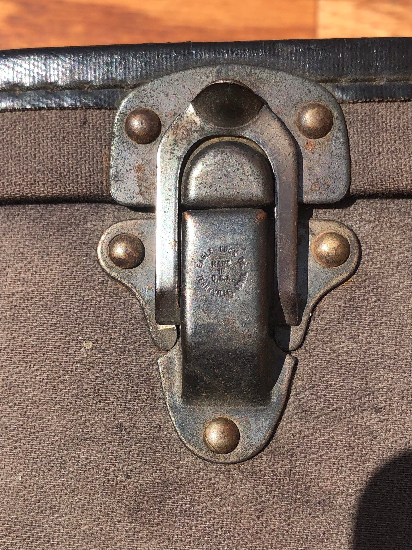 Vintage 1930s Geib Purple Liner Parlor Acoustic Guitar Case Grey for Gibson, Kay, Others