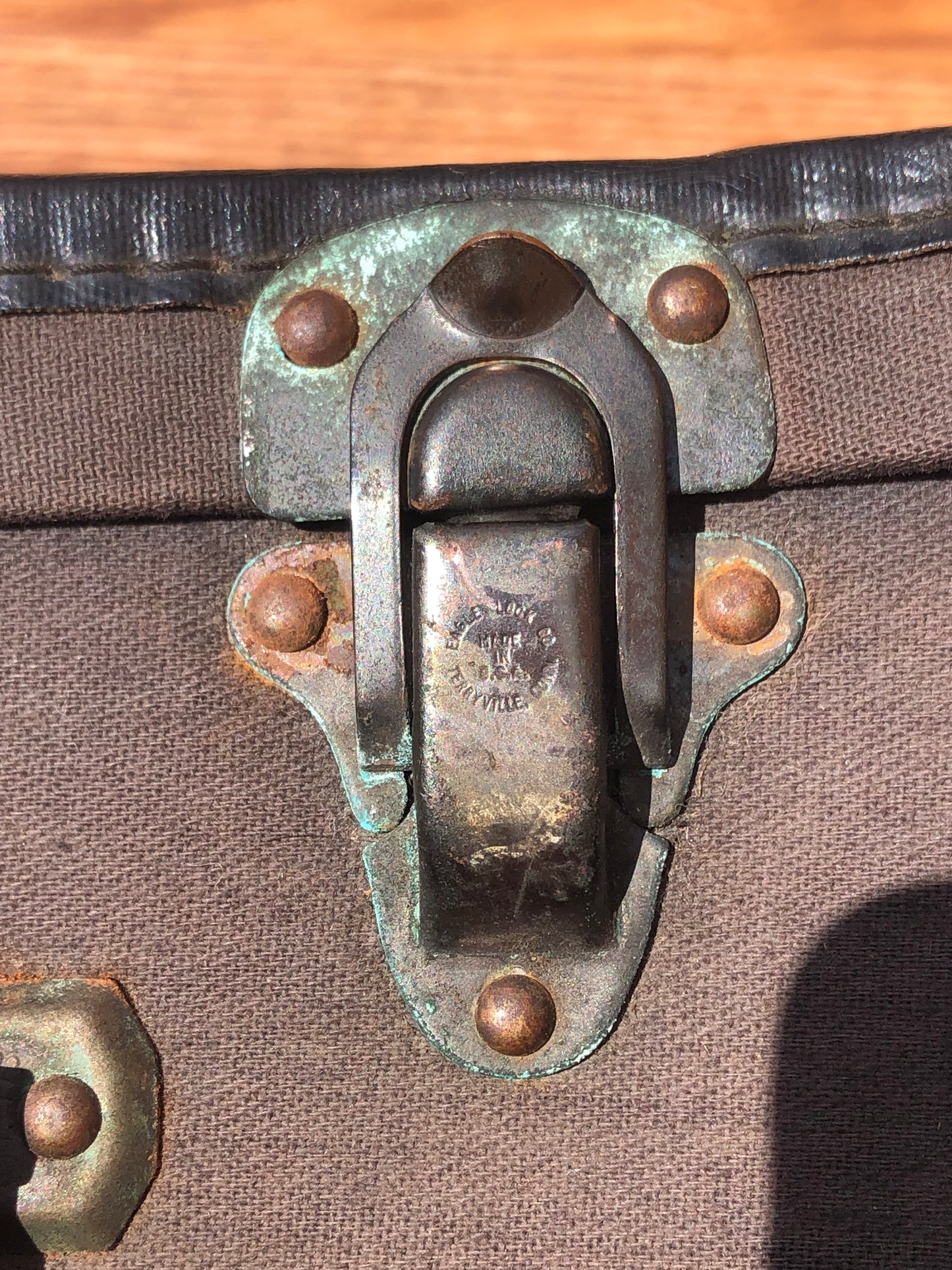 Vintage 1930s Geib Purple Liner Parlor Acoustic Guitar Case Grey for Gibson, Kay, Others