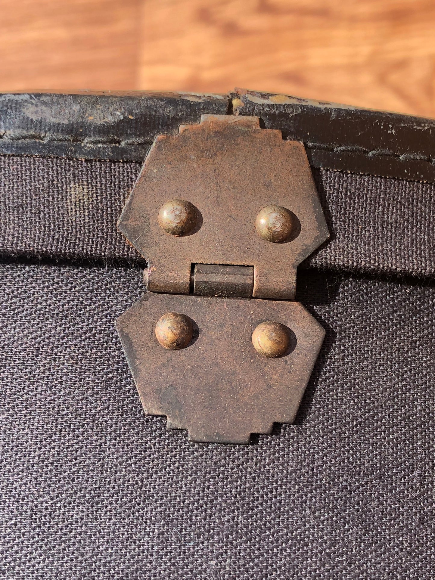 Vintage 1930s Geib Purple Liner Parlor Acoustic Guitar Case Grey for Gibson, Kay, Others