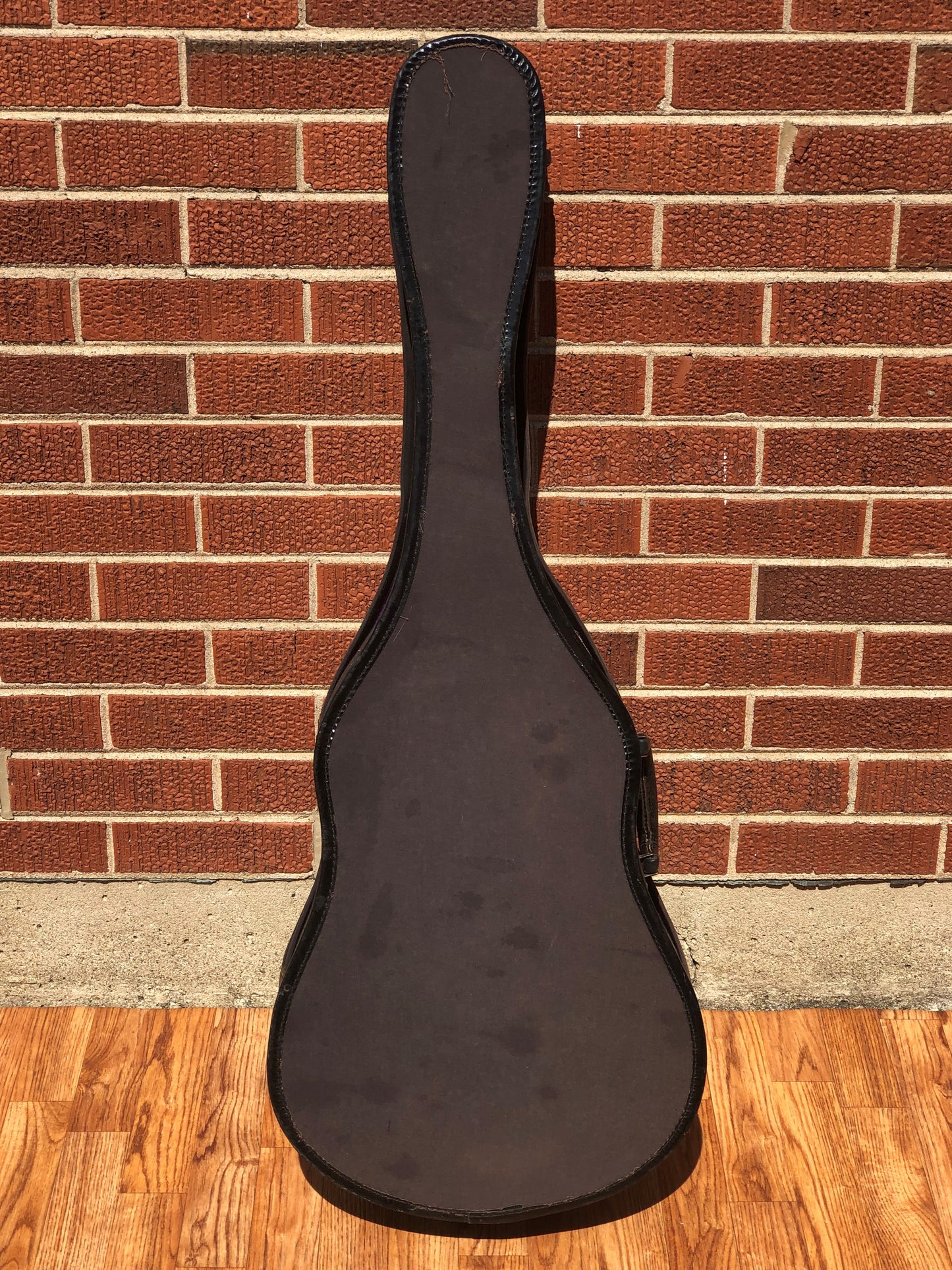 Vintage 1930s Geib Purple Liner Parlor Acoustic Guitar Case Grey for Gibson, Kay, Others