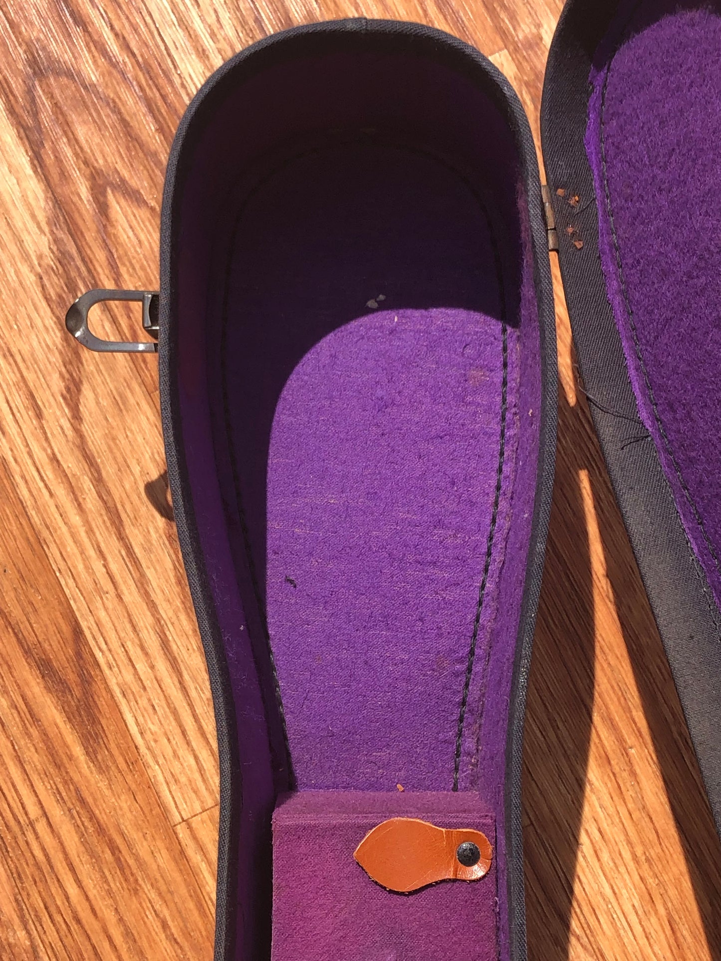 Vintage 1930s Geib Purple Liner Parlor Acoustic Guitar Case Grey for Gibson, Kay, Others