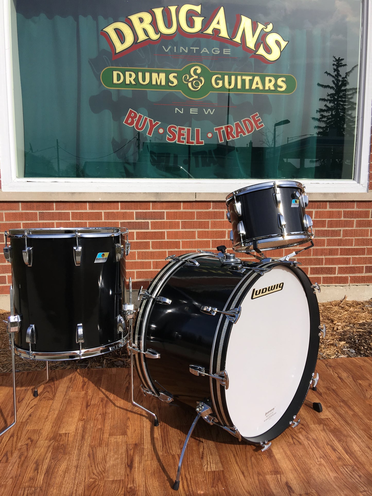 Ludwig 1977 Big Beat Drum Set 24/12/13/16 - Black Cortex - Closet Classic