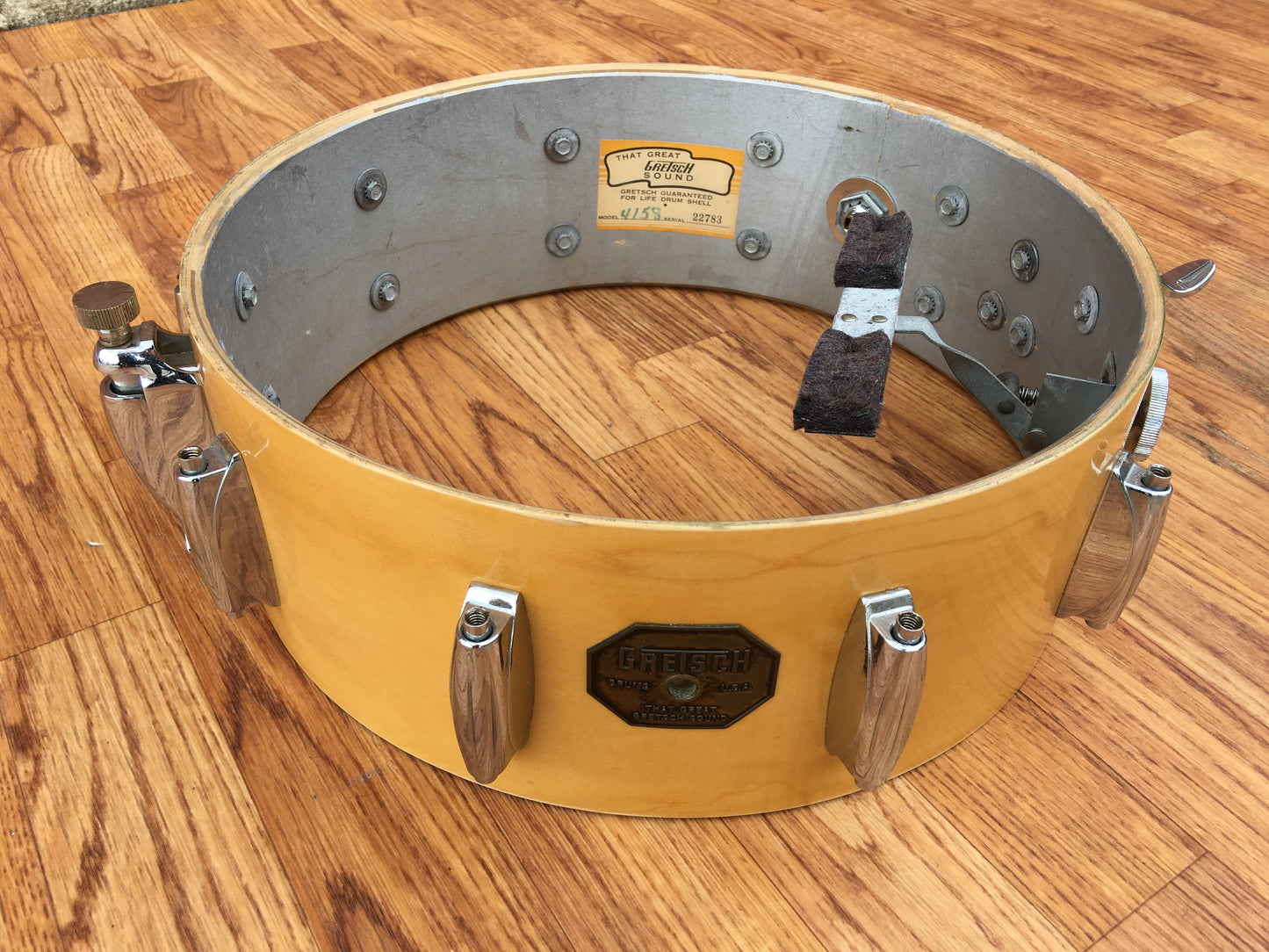 1973 Gretsch 10 Lug 5.5x14 Snare Drum Natural Maple 6 ply Model 4158
