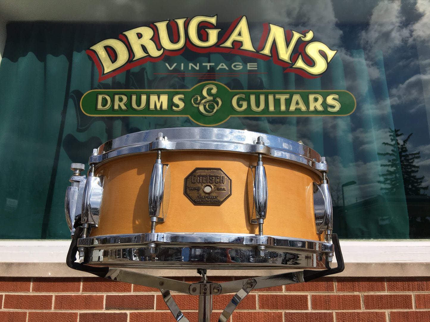 1973 Gretsch 10 Lug 5.5x14 Snare Drum Natural Maple 6 ply Model 4158