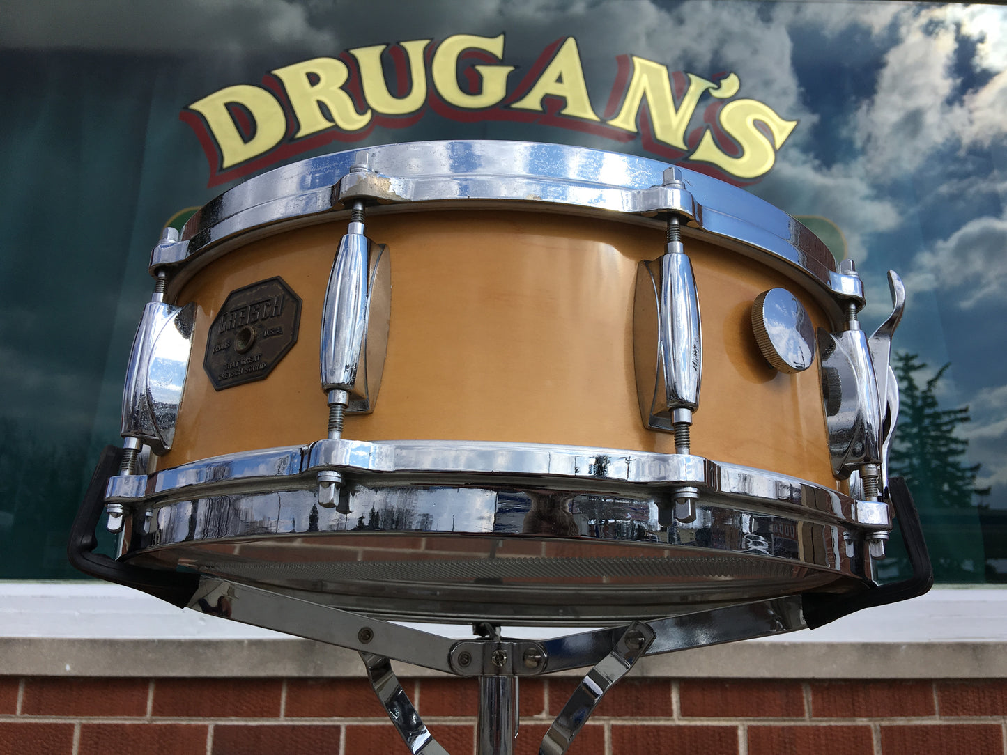 1973 Gretsch 10 Lug 5.5x14 Snare Drum Natural Maple 6 ply Model 4158