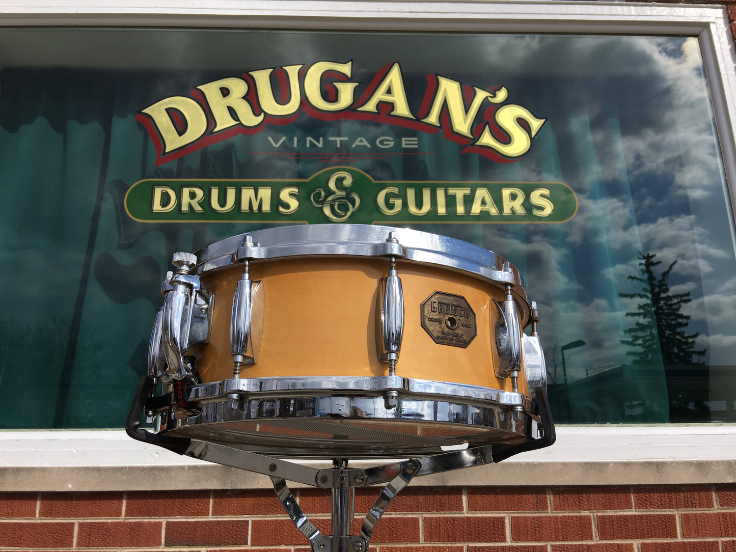 1973 Gretsch 10 Lug 5.5x14 Snare Drum Natural Maple 6 ply Model 4158