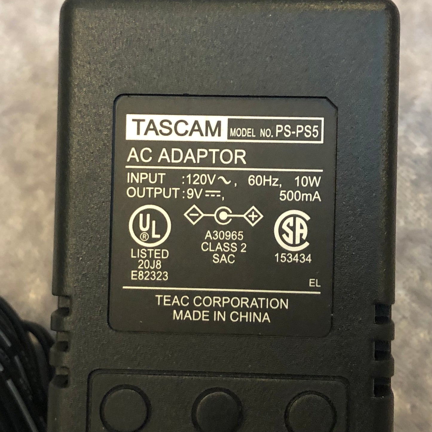 Tascam P5-PS5 9V 500mA Positive Center Power Supply