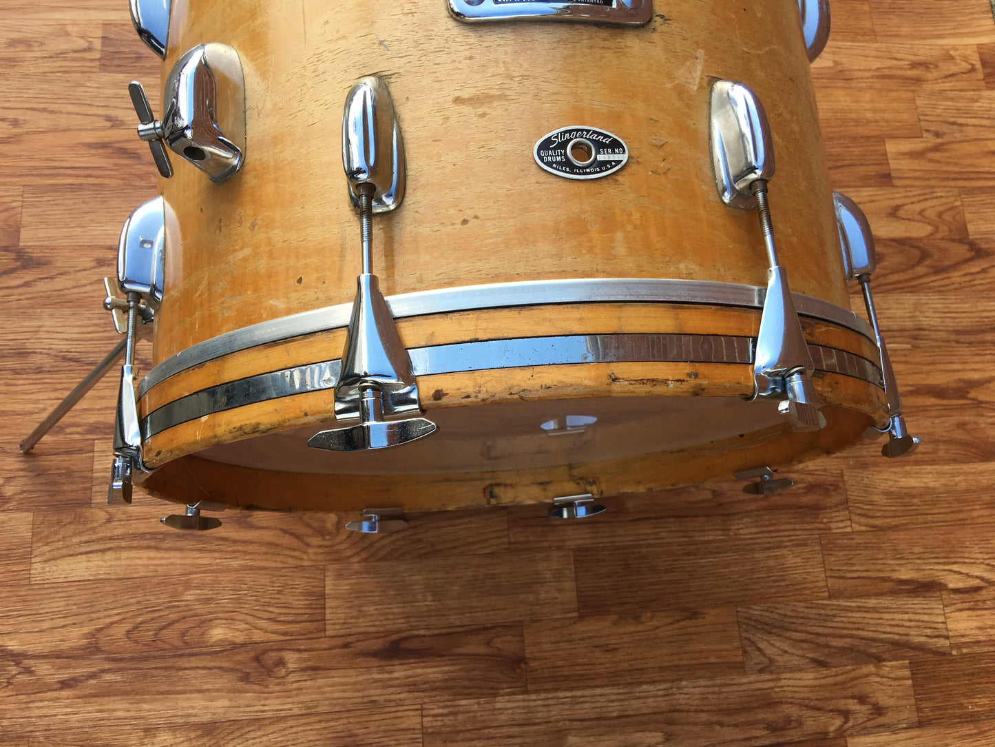 1970's Slingerland 14x18 Bop Bass Drum 3 Ply Natural Maple