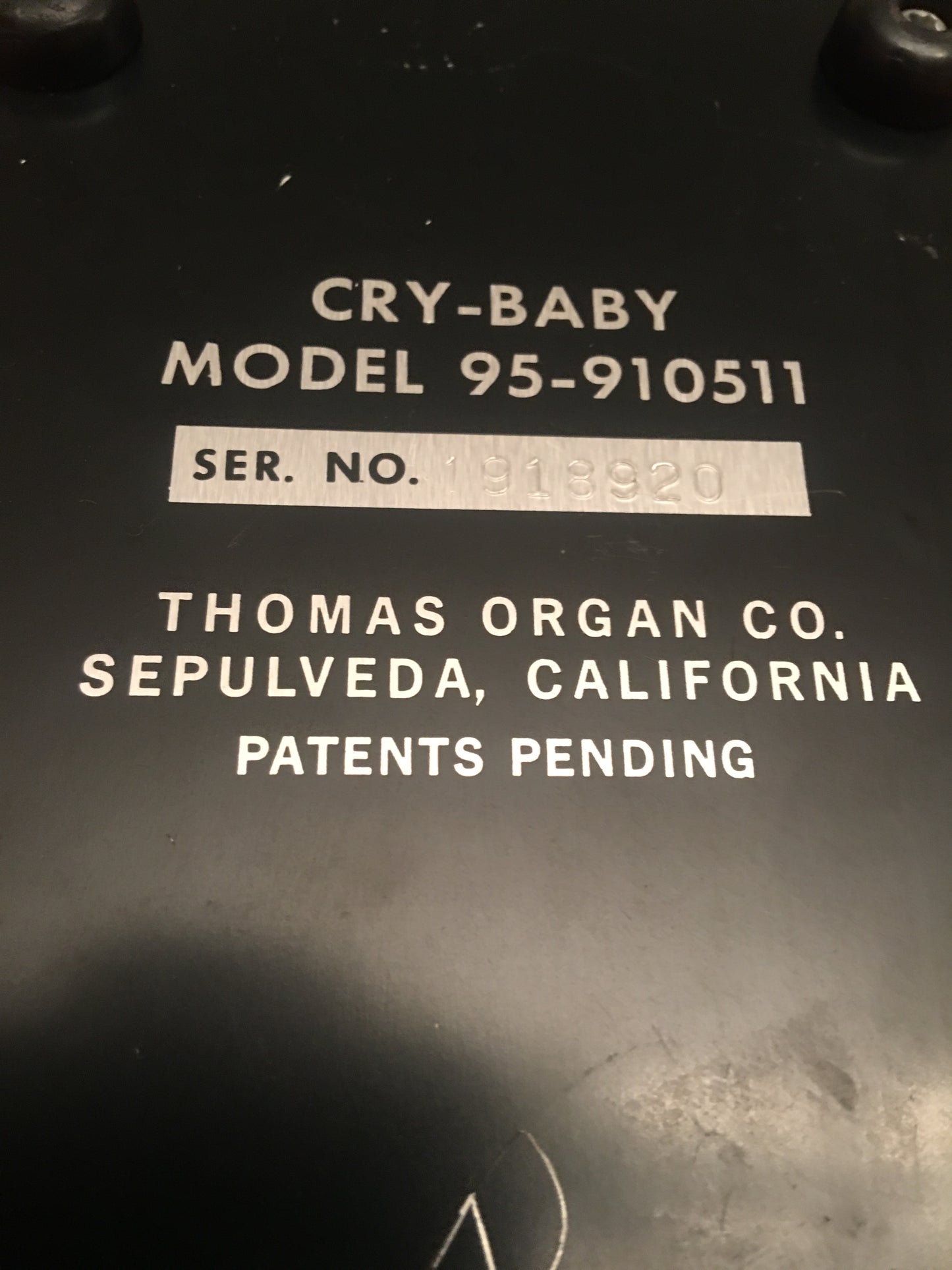 Original 1970's Thomas Organ Co. Cry Baby Wah Wah Pedal Pre-Dunlop