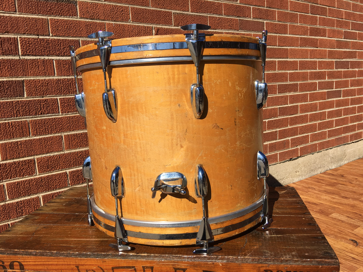 1970's Slingerland 14x18 Bop Bass Drum 3 Ply Natural Maple