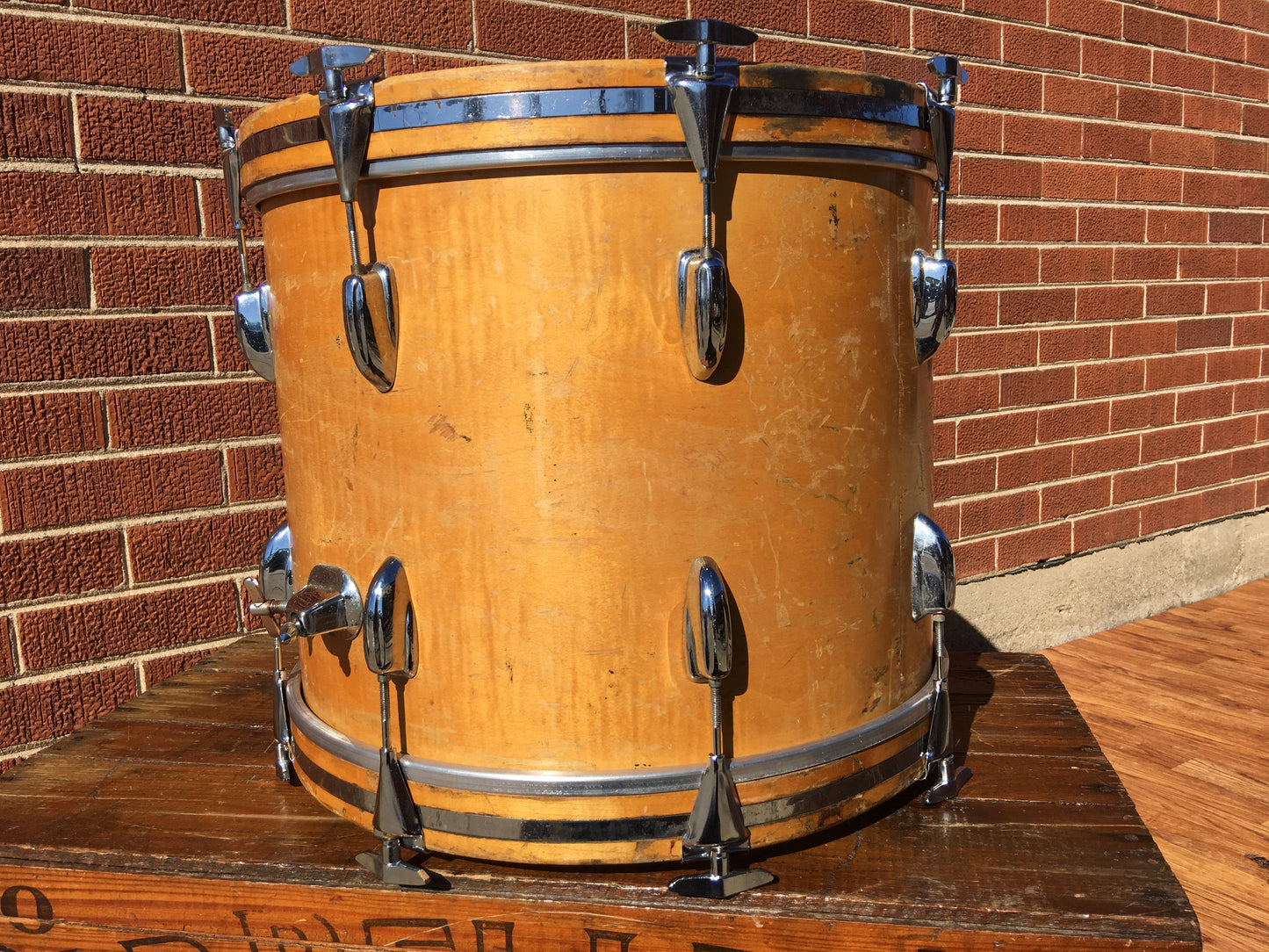 1970's Slingerland 14x18 Bop Bass Drum 3 Ply Natural Maple