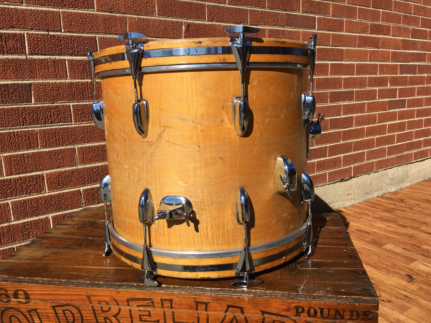 1970's Slingerland 14x18 Bop Bass Drum 3 Ply Natural Maple