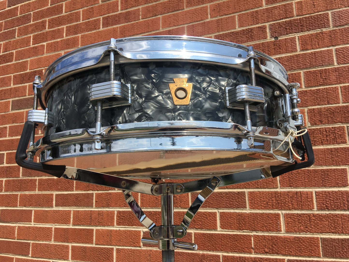 Vintage Ludwig WFL Snare 4x14 Black Diamond Pearl Brass Hoops