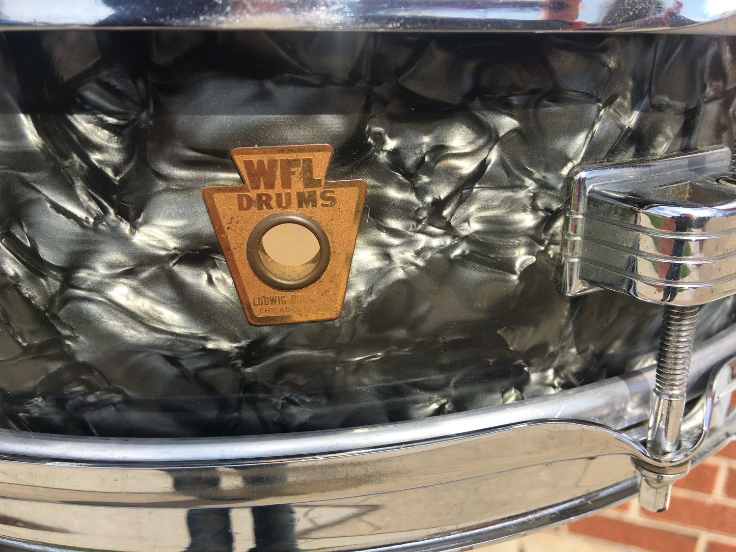 Vintage Ludwig WFL Snare 4x14 Black Diamond Pearl Brass Hoops