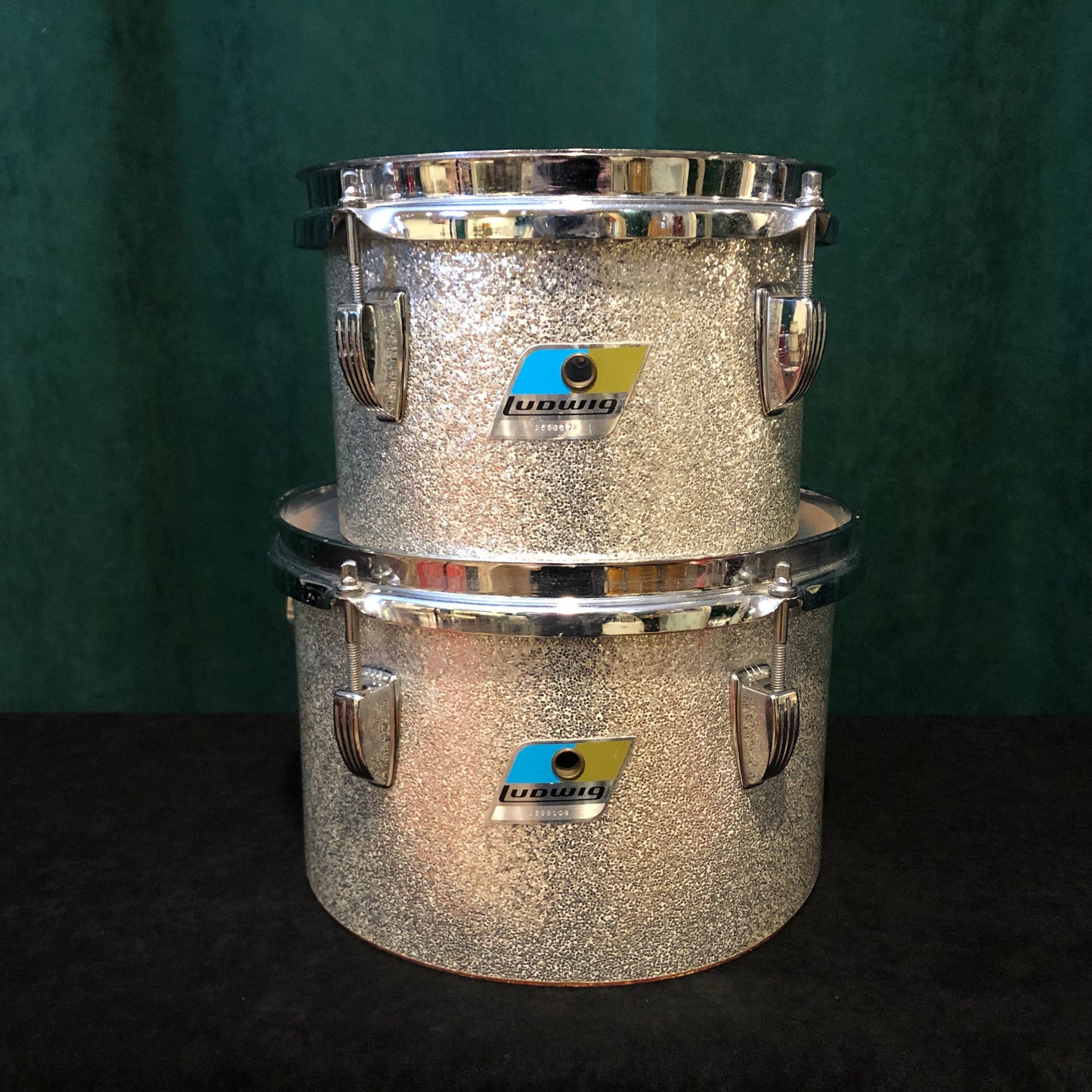 1970s Ludwig 5.5x8 & 6.5x10 Concert Toms Silver Sparkle