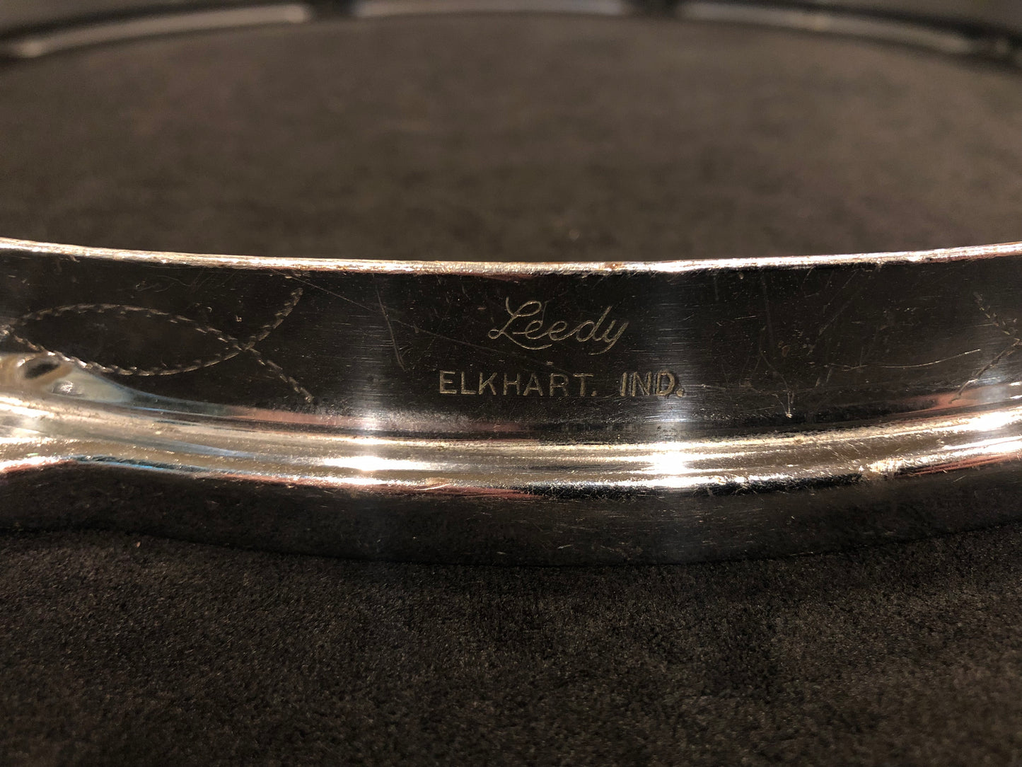 Vintage Leedy 14" Engraved Broadway Parallel Snare Drum Hoop 8-Lug Elkhart, IN