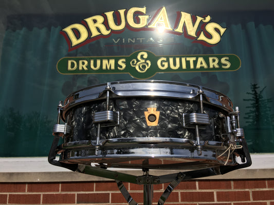 Vintage Ludwig WFL Snare 4x14 Black Diamond Pearl Brass Hoops
