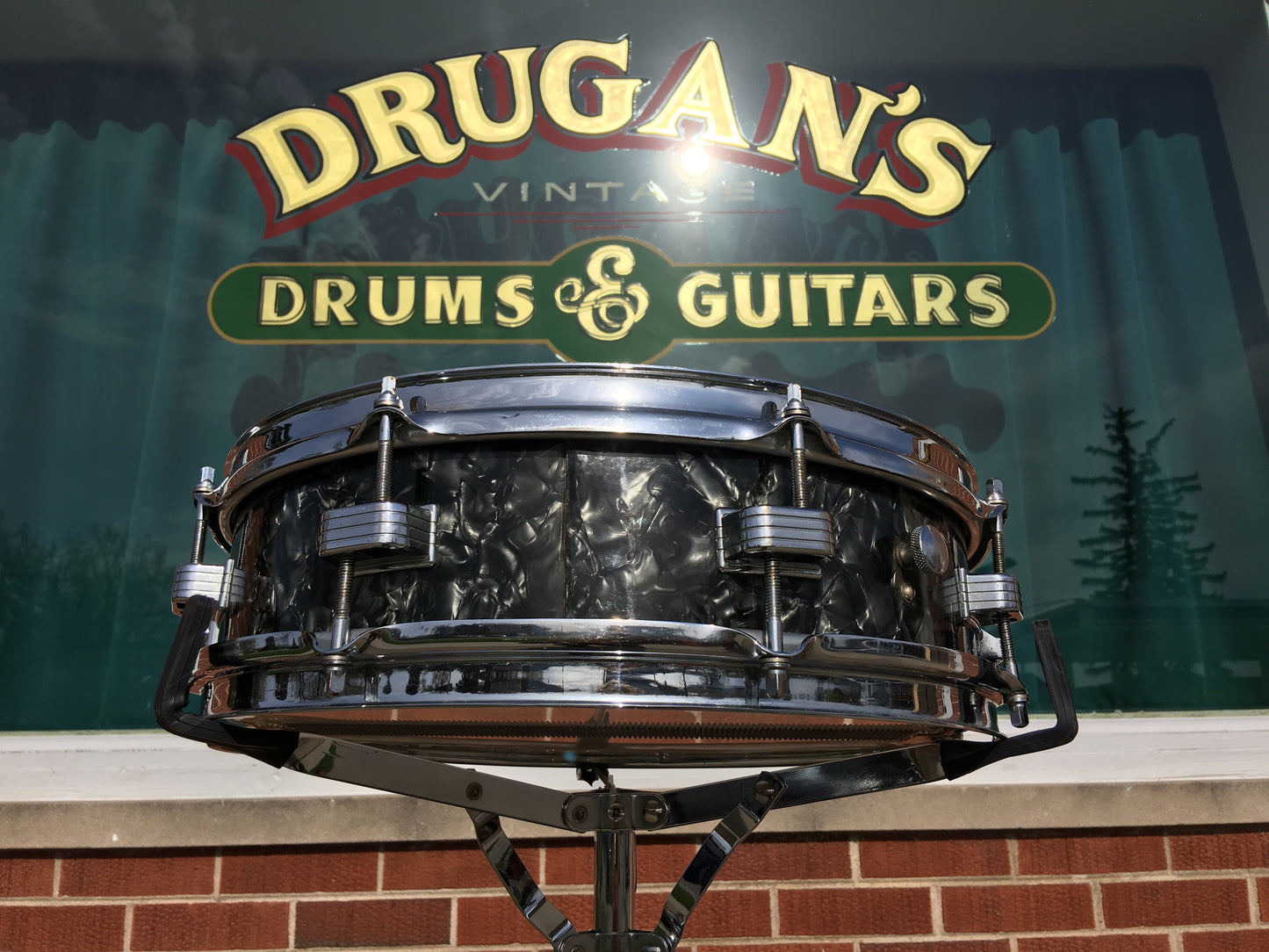 Vintage Ludwig WFL Snare 4x14 Black Diamond Pearl Brass Hoops