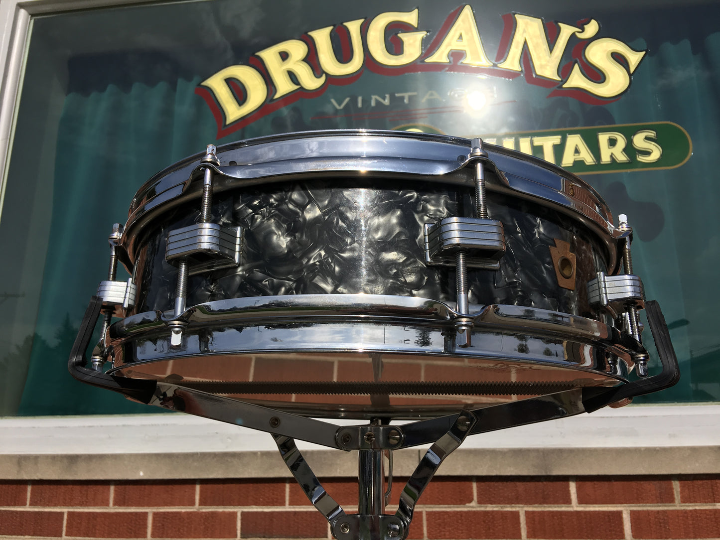 Vintage Ludwig WFL Snare 4x14 Black Diamond Pearl Brass Hoops
