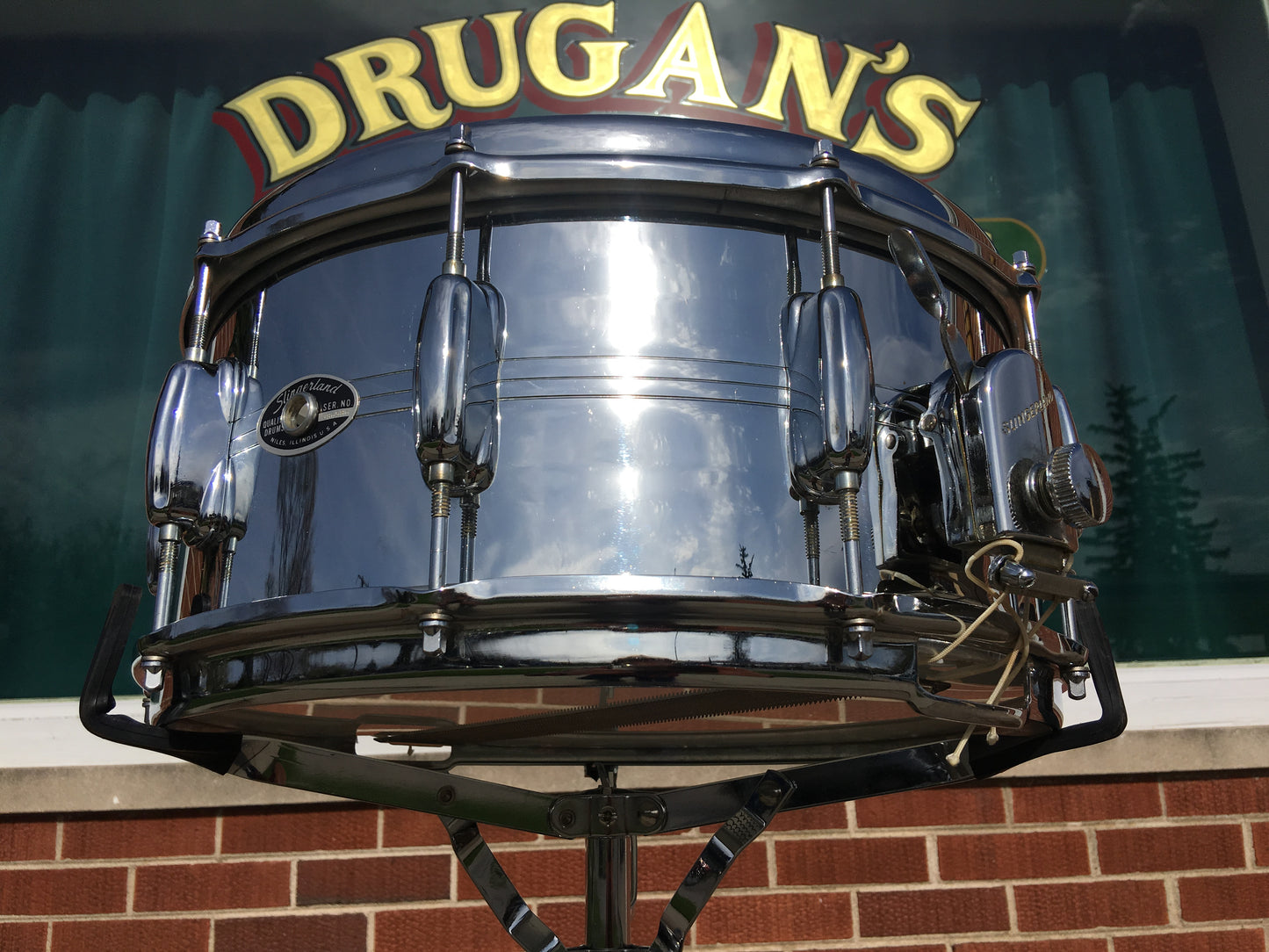 1970's Slingerland 10 Lug Gene Krupa Chrome Over Brass Snare Drum 6.5X14