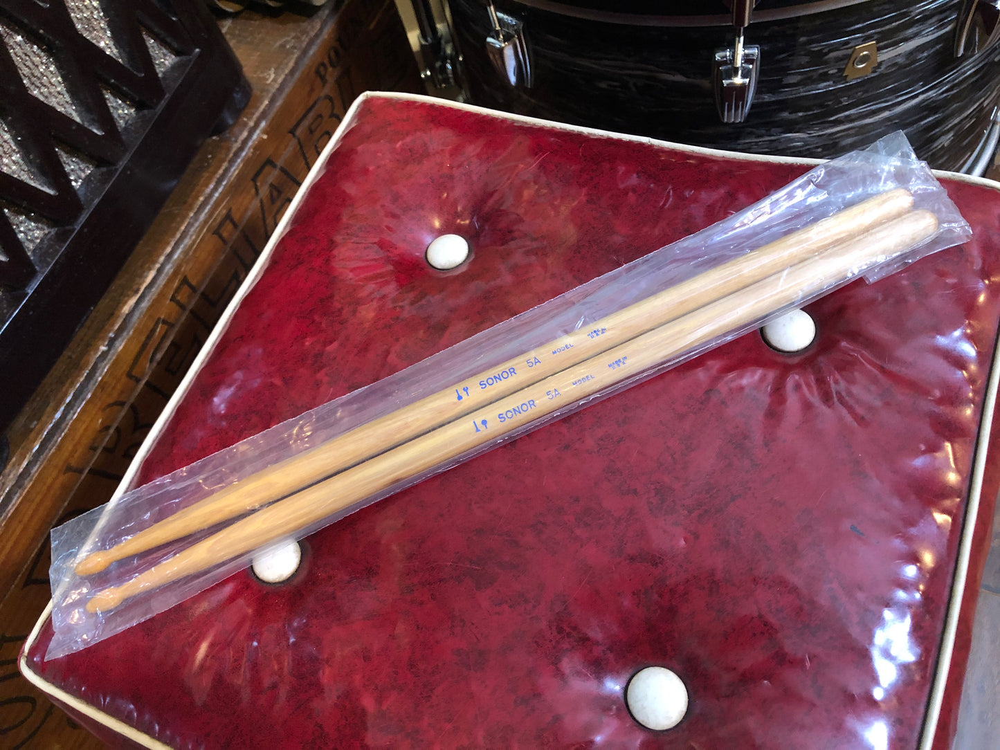 Vintage N.O.S. Sonor 5A Wood Tip Drum Sticks w/ Original Bag - Made in U.S.A.