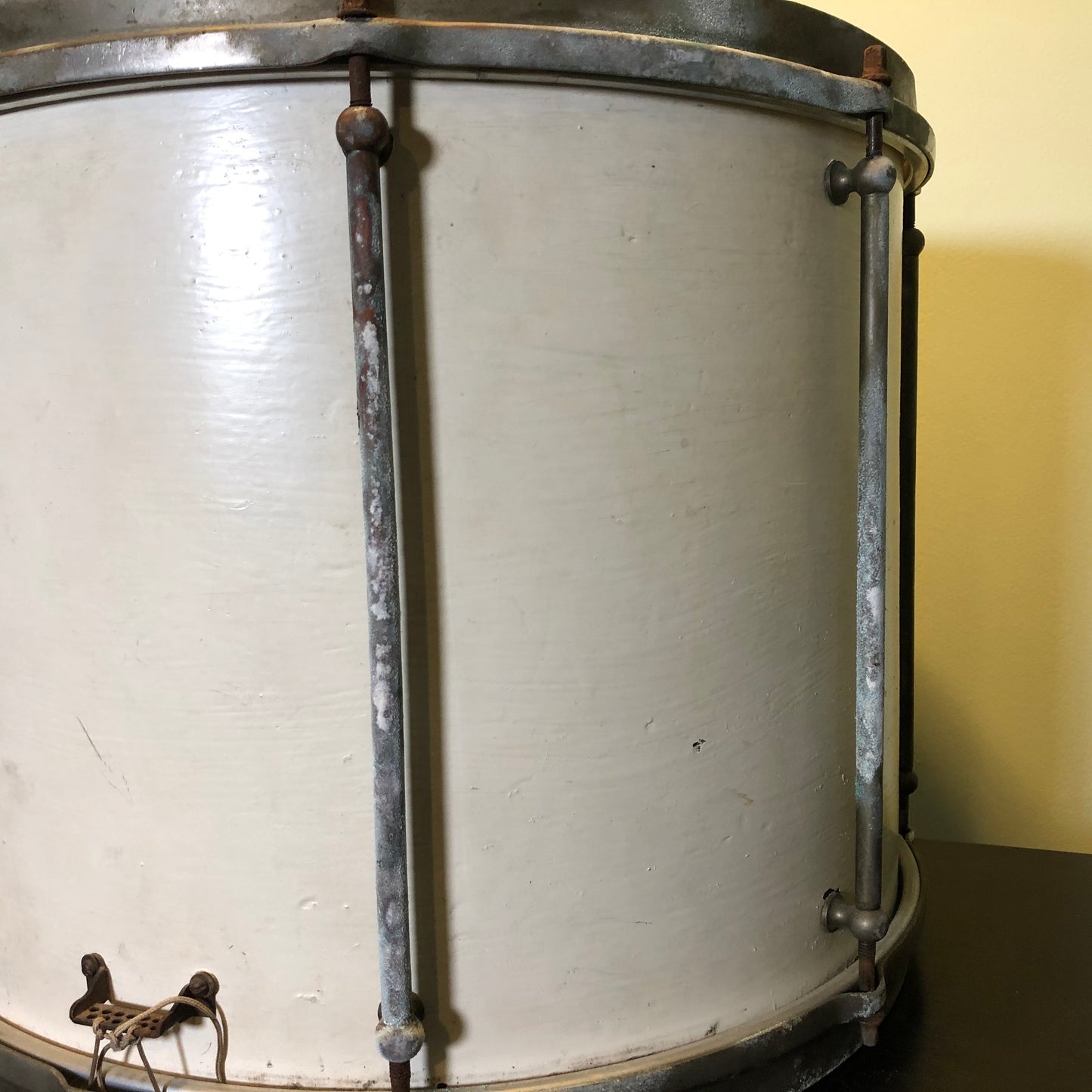 Vintage Ludwig 12x15 Mahogany Marching Snare Drum Painted White