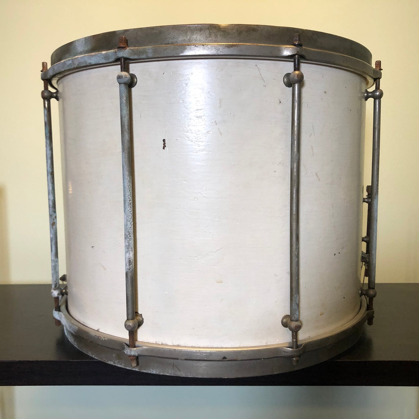 Vintage Ludwig 12x15 Mahogany Marching Snare Drum Painted White