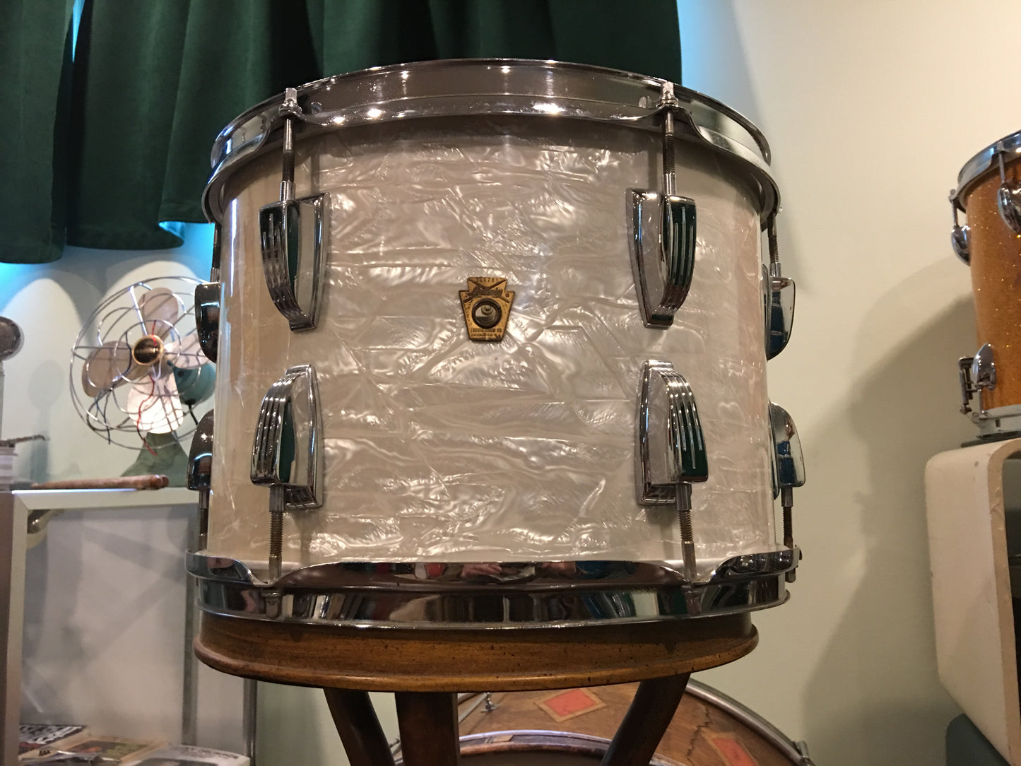 1960's Ludwig 9x13 White Marine Pearl Super Classic Tom Drum
