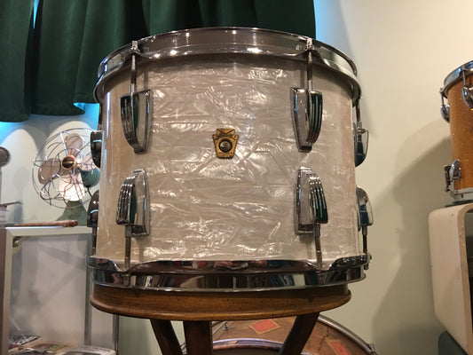 1960's Ludwig 9x13 White Marine Pearl Super Classic Tom Drum