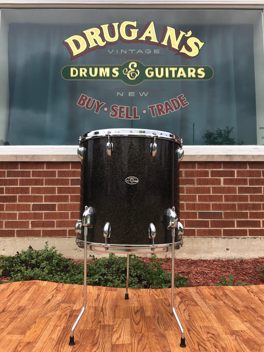 1970s Slingerland 16x16 Floor Tom Drum Root Beer Glass Glitter / Black Sparkle Pearl