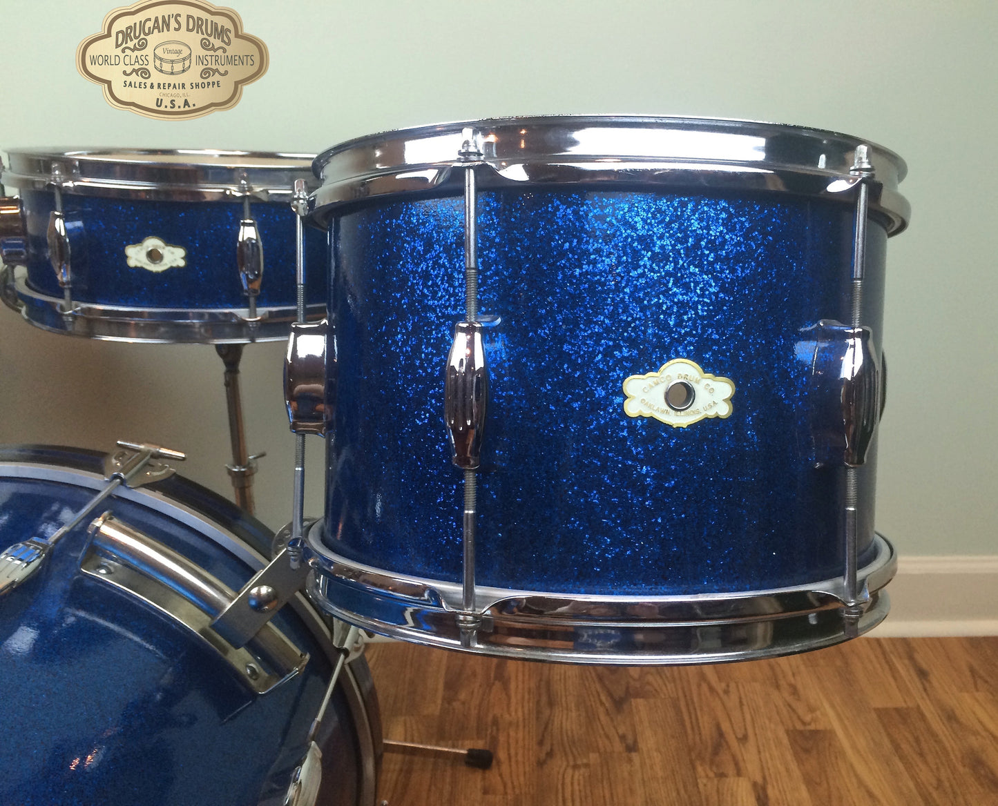 Camco Oaklawn Blue Sparkle Tuxedo Set 20/12/14/5"x14" Snare
