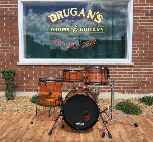 RCI Vistalite Acrylic Bop Drum Set - Amber 18/12/14/7x14 Snare
