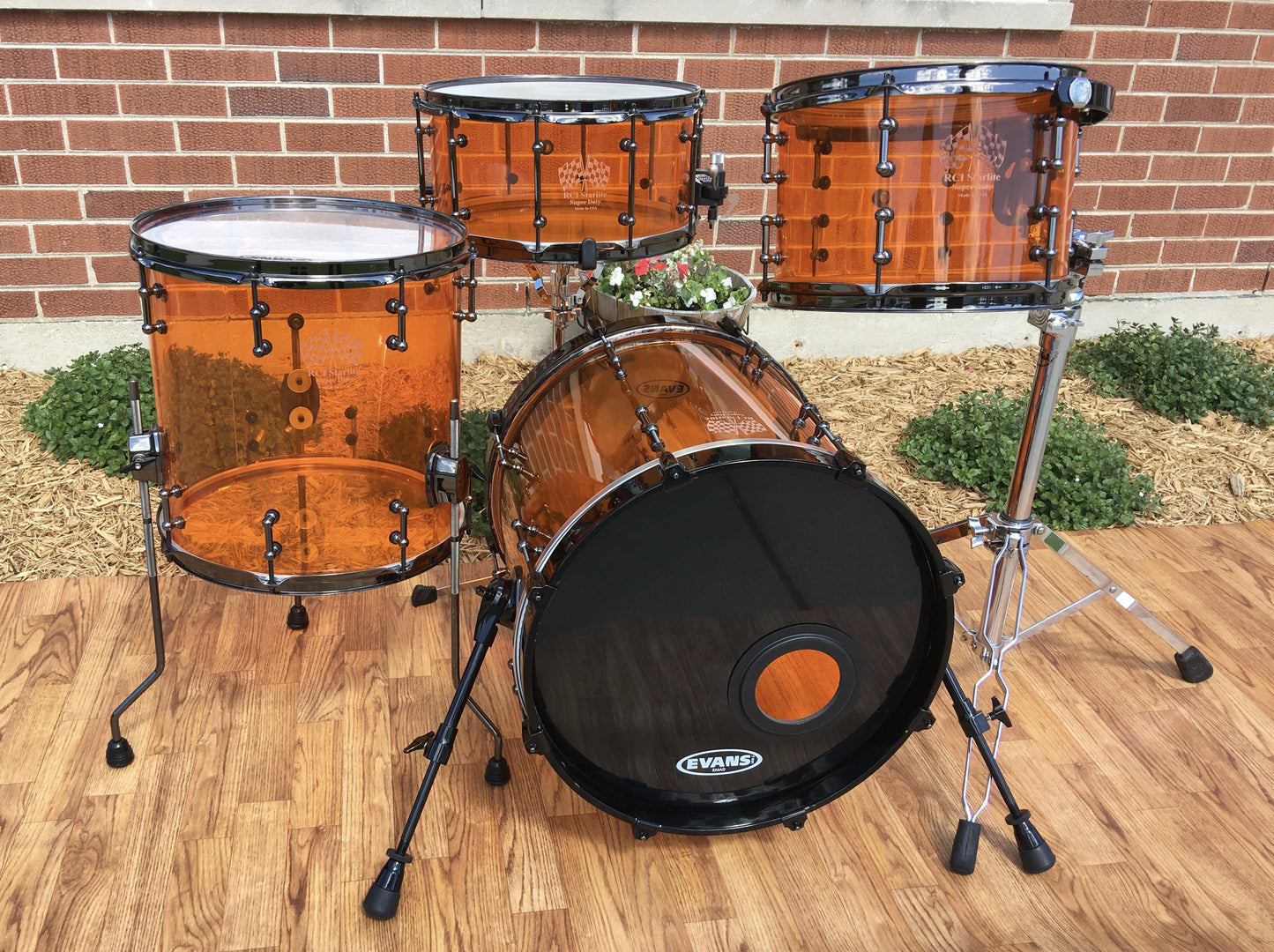 RCI Vistalite Acrylic Bop Drum Set - Amber 18/12/14/7x14 Snare