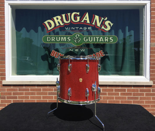 Vintage 1960s Ludwig 14"x14" Keystone Floor Tom Red Sparkle - Stunning!