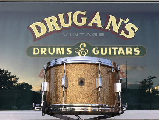 Leedy Broadway Parallel 1937 Solid Shell Gold Sparkle 8"x14" - Single Ply - Stunning!