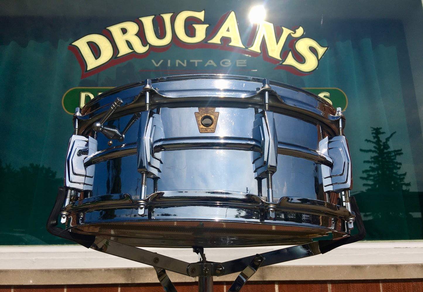 Vintage 1963 Ludwig Supraphonic Crome Over Brass 5x14 Snare Drum Pre Serial #