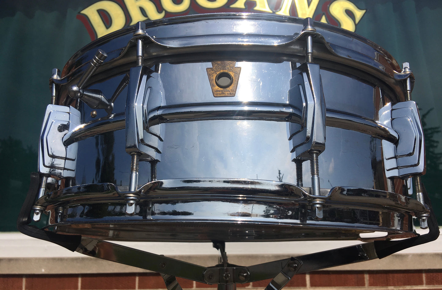 Vintage 1963 Ludwig Supraphonic Crome Over Brass 5x14 Snare Drum Pre Serial #