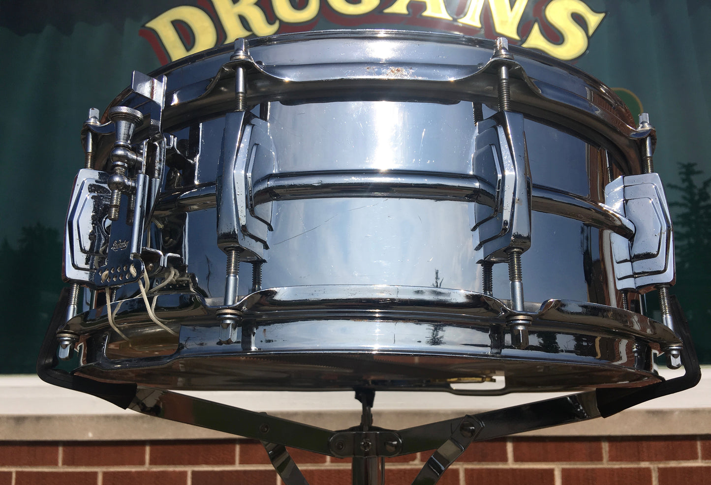 Vintage 1963 Ludwig Supraphonic Crome Over Brass 5x14 Snare Drum Pre Serial #