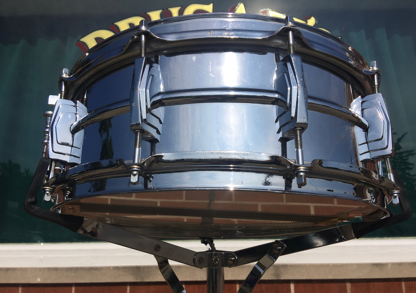 Vintage 1963 Ludwig Supraphonic Crome Over Brass 5x14 Snare Drum Pre Serial #