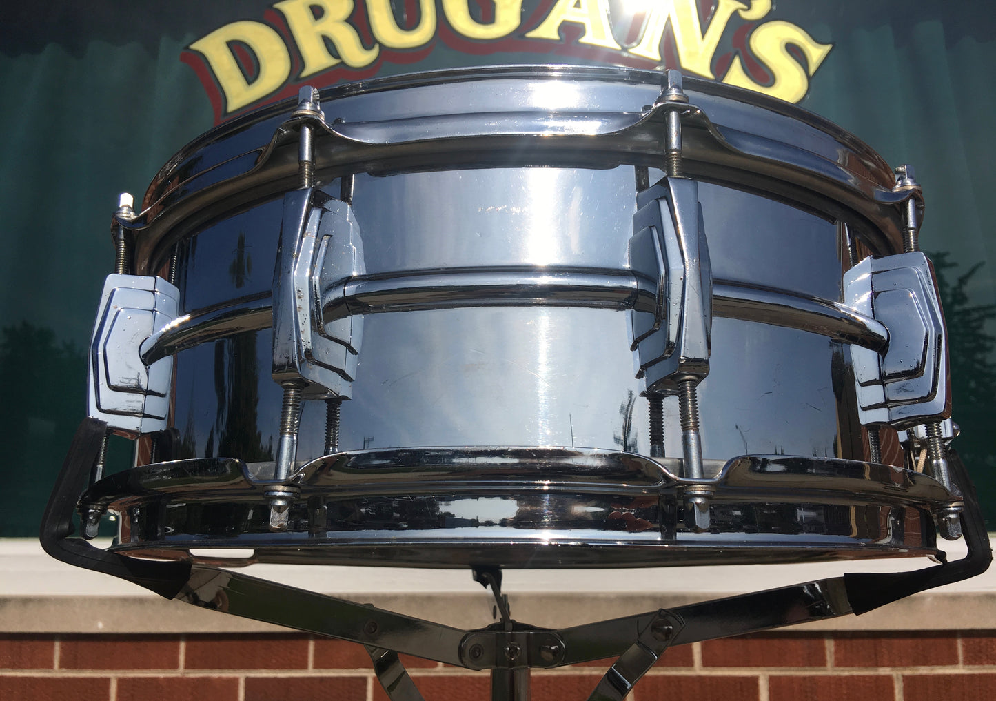 Vintage 1963 Ludwig Supraphonic Crome Over Brass 5x14 Snare Drum Pre Serial #