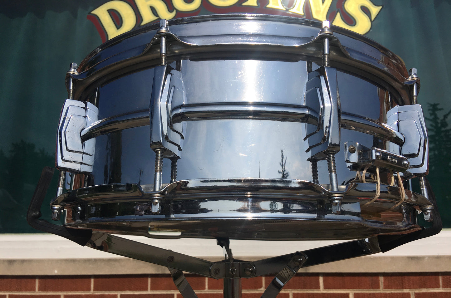 Vintage 1963 Ludwig Supraphonic Crome Over Brass 5x14 Snare Drum Pre Serial #