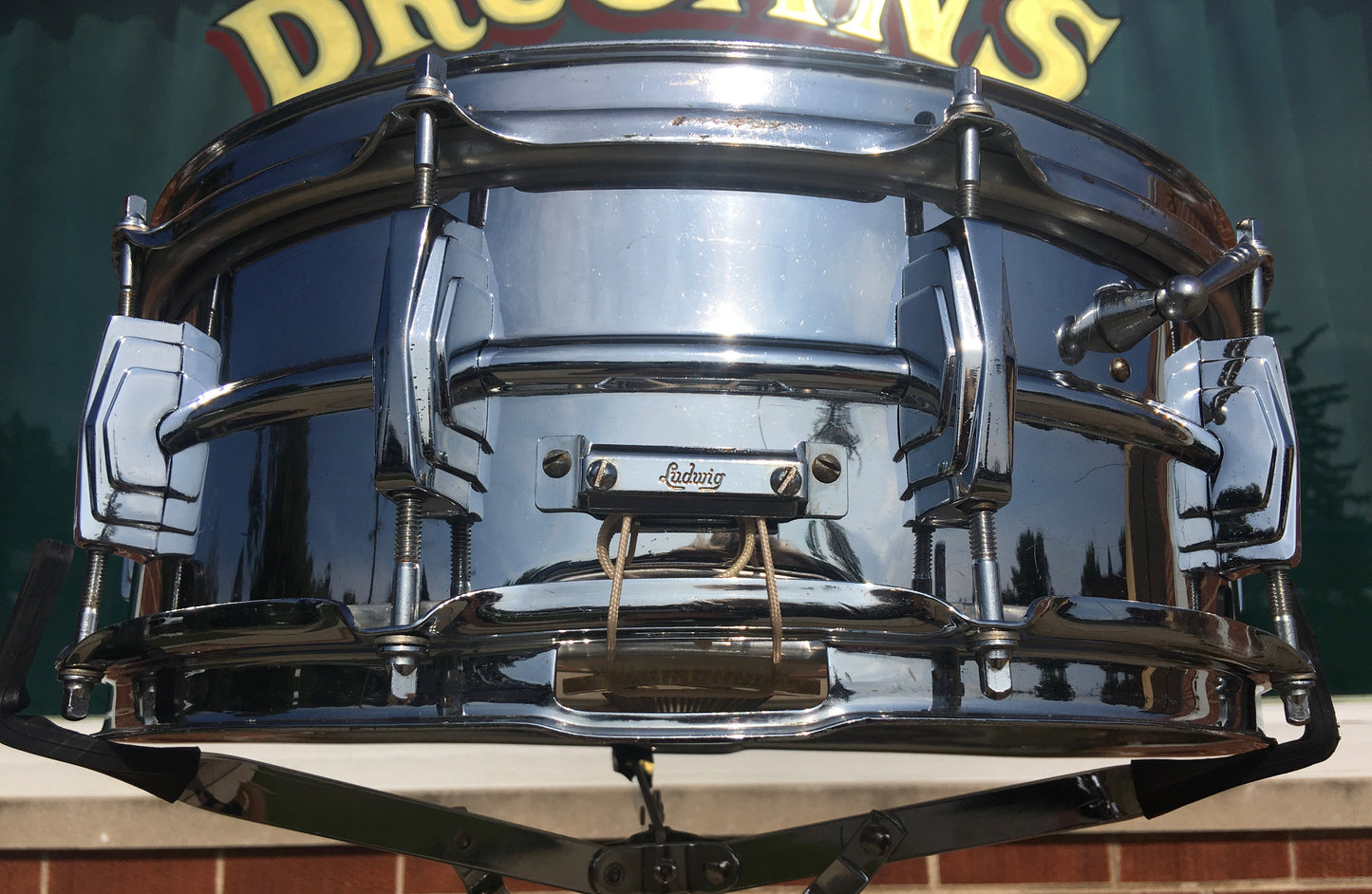 Vintage 1963 Ludwig Supraphonic Crome Over Brass 5x14 Snare Drum Pre Serial #