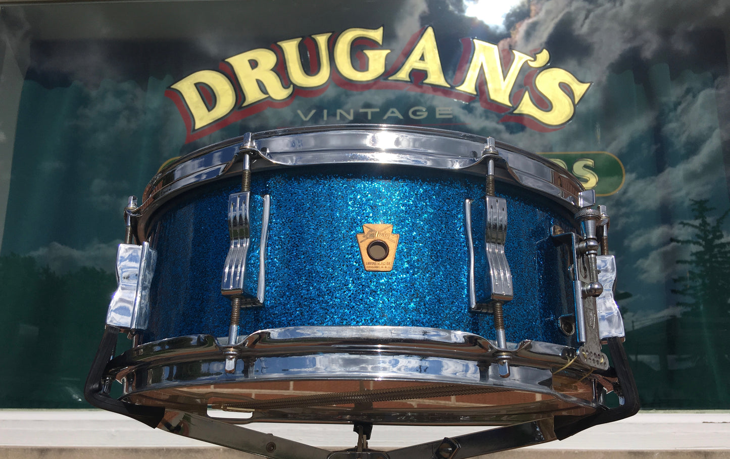Ludwig Jazz Festival Pre-Serial Keystone Blue Sparkle Snare Drum 5x14