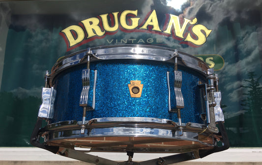 Ludwig Jazz Festival Pre-Serial Keystone Blue Sparkle Snare Drum 5x14