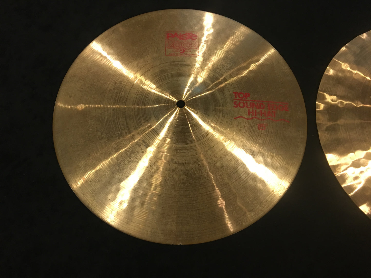 15" Vintage 1982 Paiste 2002 Sound Edge Red Label Hi Hat Pair 1106g/1226g #476